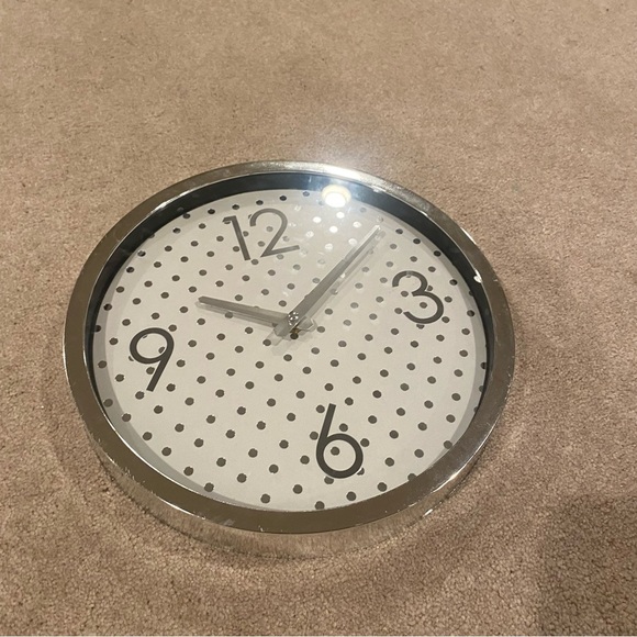 Gray Dotted Swiss Wall Clock | Beautiful White and Silver - Picture 2 of 4